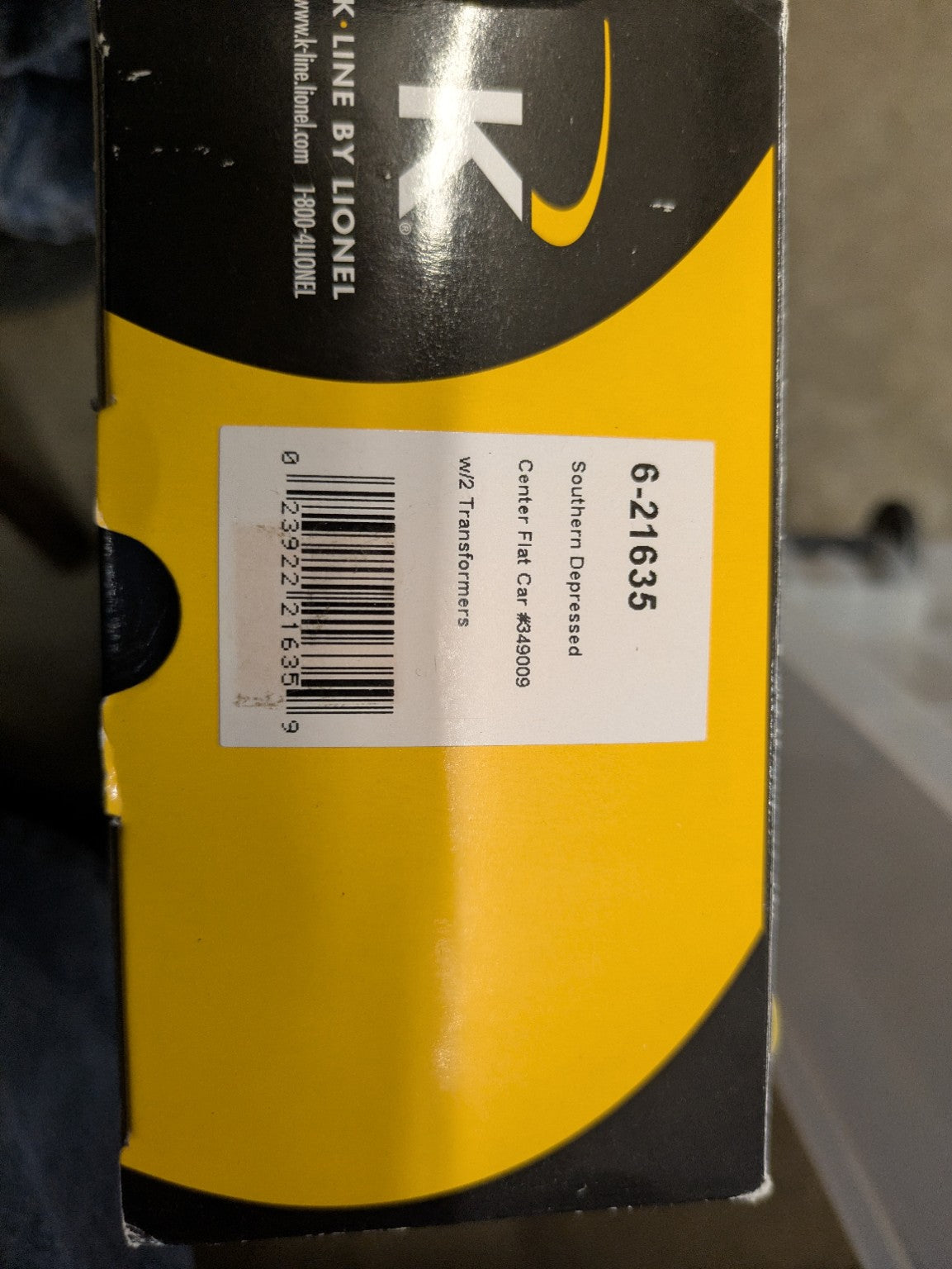 K-Line by Lionel 6-21635 Southern Depressed Center Flat Car box label