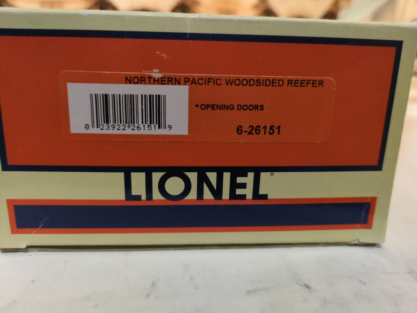 Lionel 6-26151 Northern Pacific woodside reefer original box end label