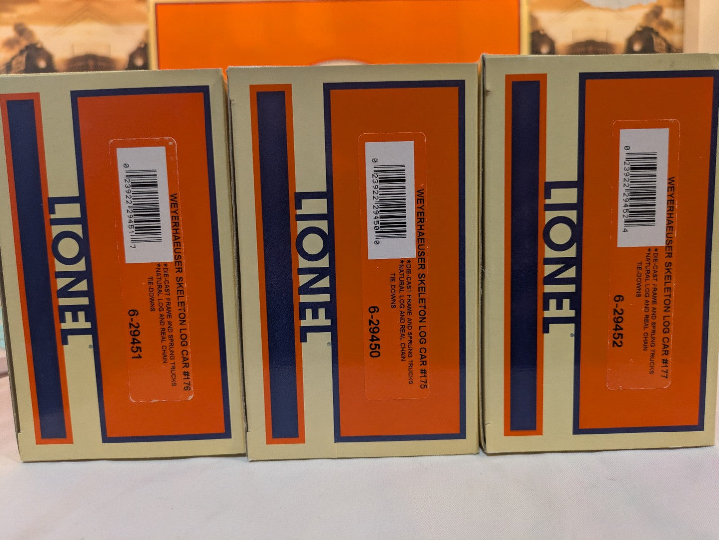 Lionel 6-29449 set individual box labels for 6-29450, 6-29451 and 6-29452