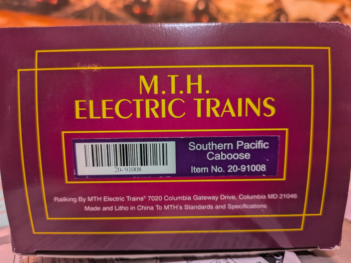 MTH Southern Pacific caboose 20-91008 original box end label with item number barcode and country of manufacture