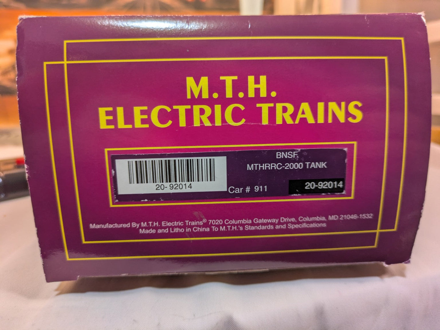 MTH 20-92014 BNSF MTHRRC-2000 tank car box end label