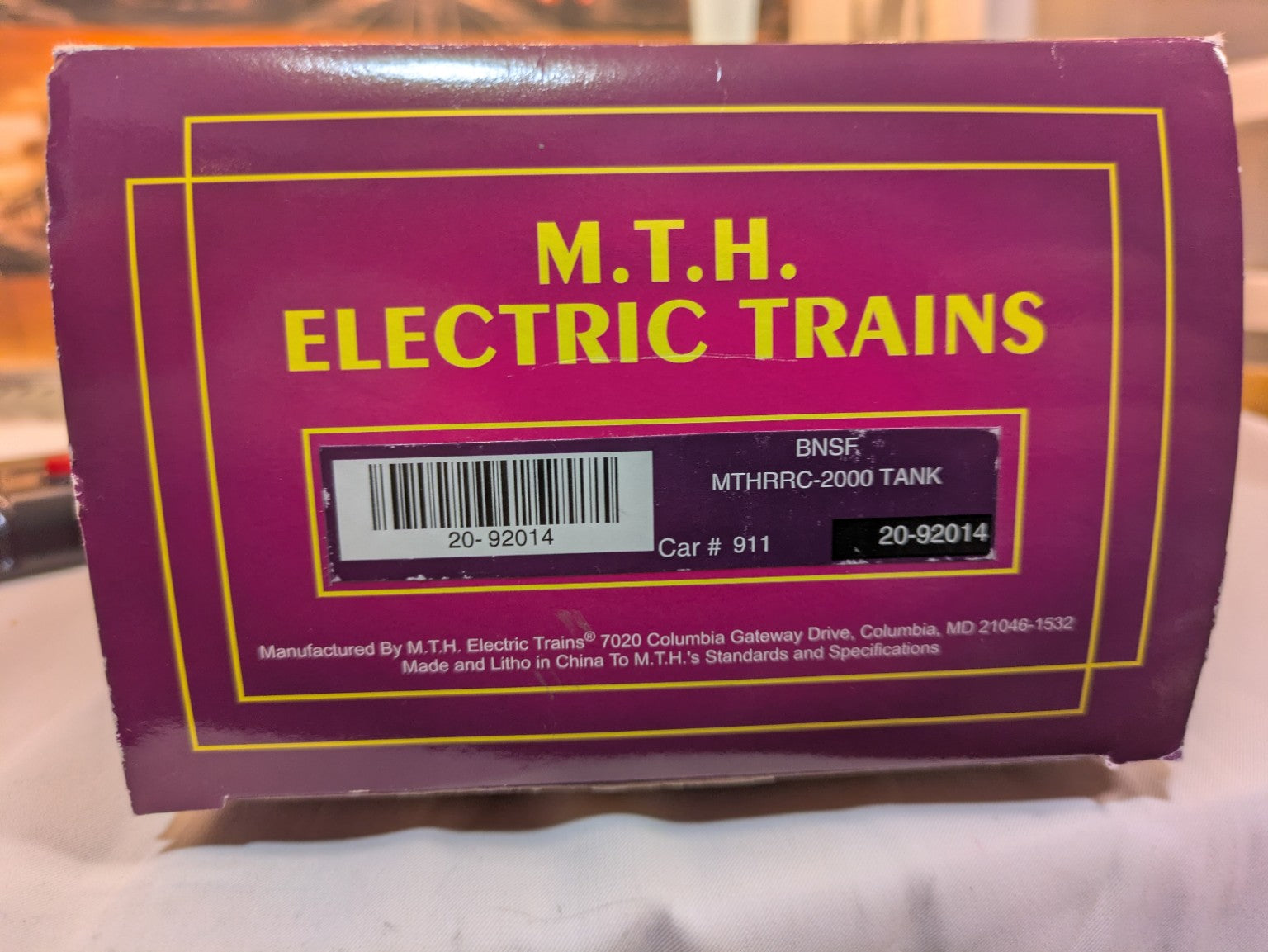 MTH 20-92014 BNSF MTHRRC-2000 tank car box end label