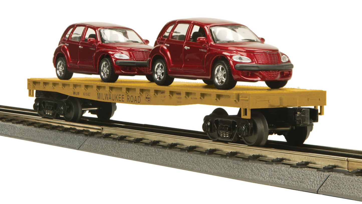 MTH RailKing Milwaukee Road Flatcar with PT Cruisers 30-76351
