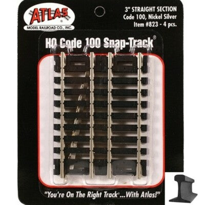 Atlas HO Code 100 3-inch straight Snap-Track stock image