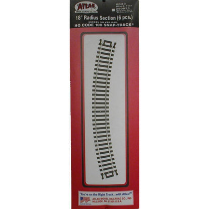 Atlas HO Code 100 18-inch radius curved Snap-Track