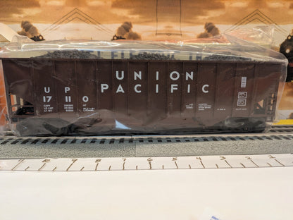 Lionel 6-17110 Union Pacific three-bay hopper car in protective bag side view
