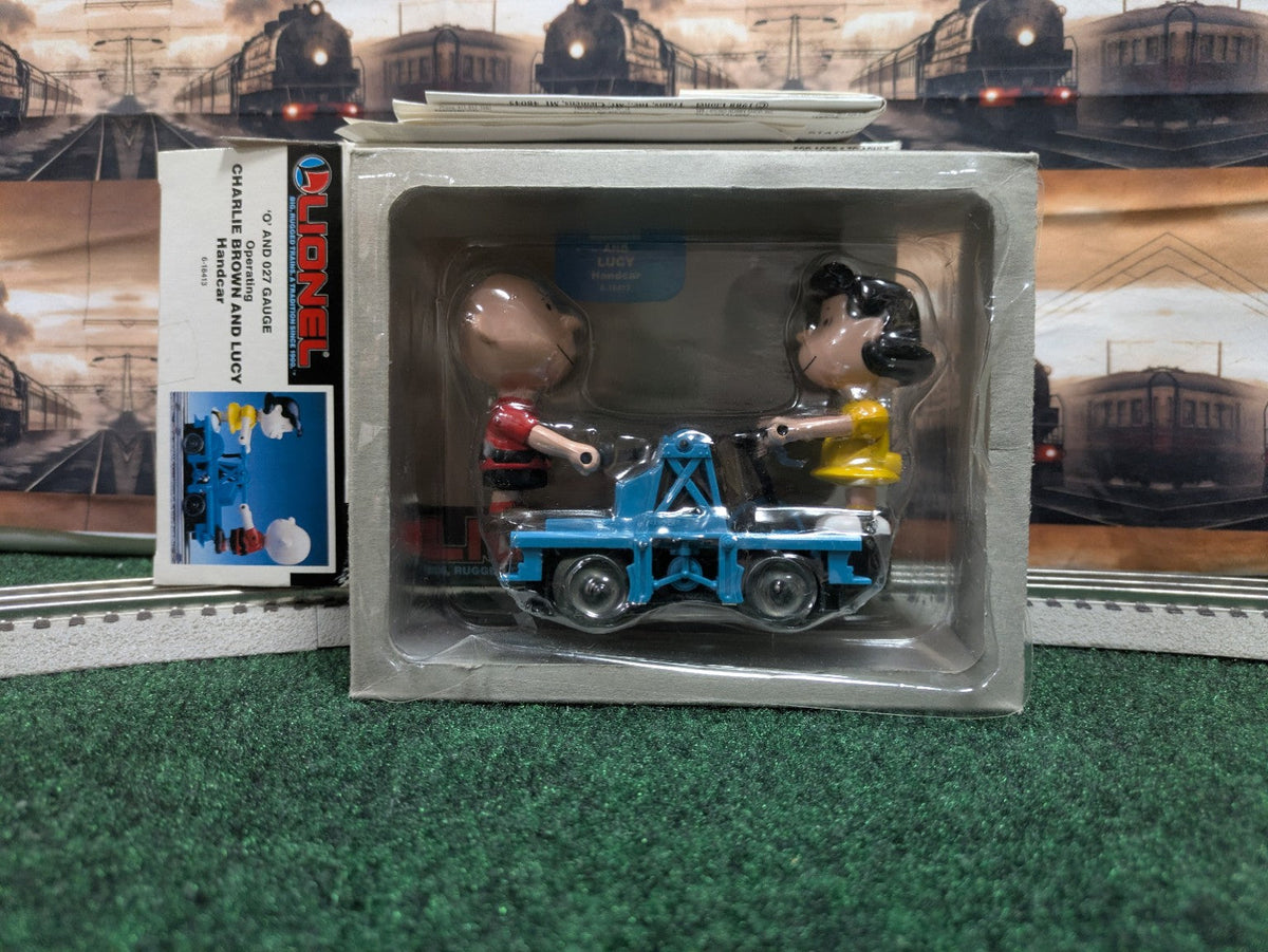 Lionel 6-18413 Charlie Brown and Lucy blue Hand Car in clear inner packaging with original box