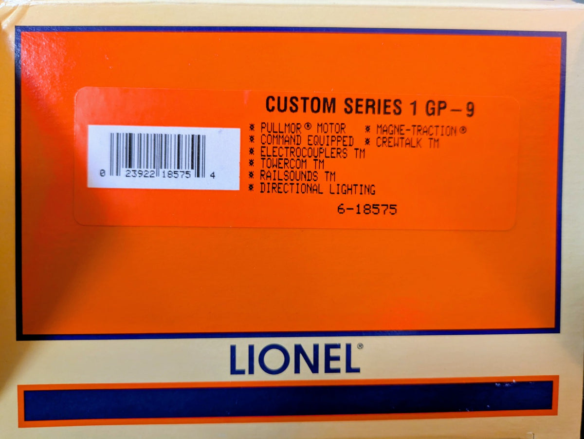 Lionel 6-18575 Custom Series 1 GP-9 box end label