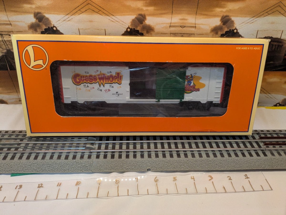 Lionel 6-26244 Woody Woodpecker Boxcar displayed through Lionel box window