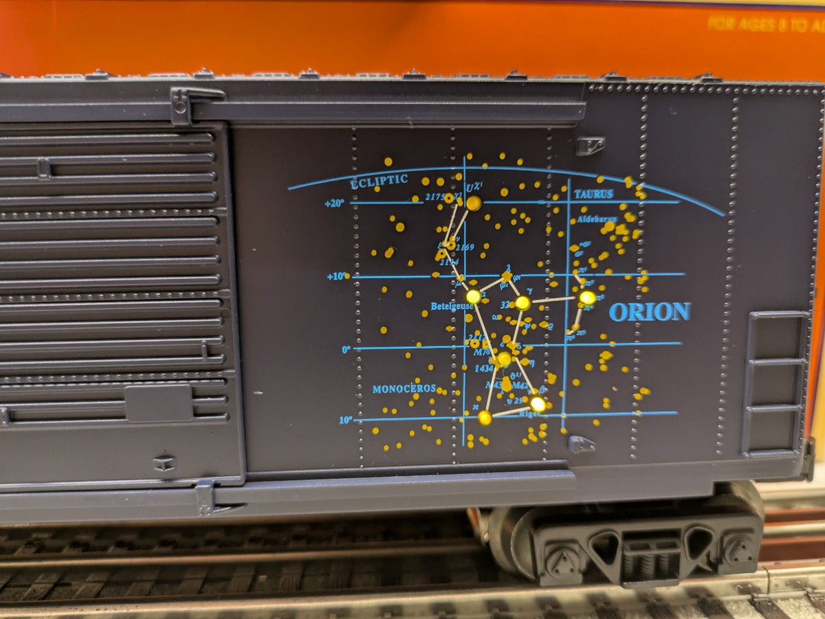 Lionel 6-26717 Orion constellation graphic with illuminated star detail on dark blue boxcar