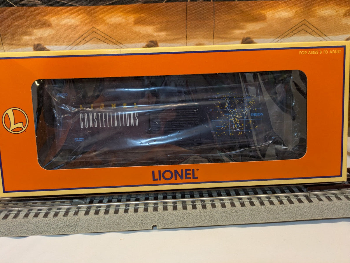 Lionel 6-26717 Constellation boxcar visible through Lionel window box packaging