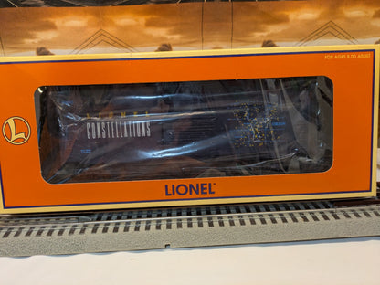 Lionel 6-26717 Constellation boxcar visible through Lionel window box packaging