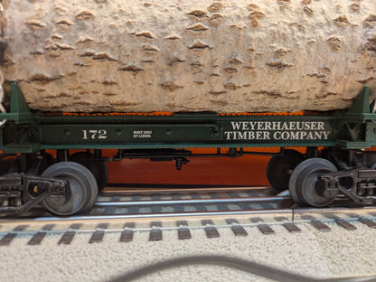 Lionel 6-29449 Weyerhaeuser Timber Company skeleton log car 172 side view