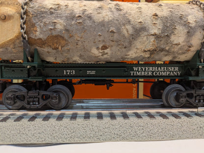 Lionel 6-29449 Weyerhaeuser Timber Company skeleton log car 173 side view