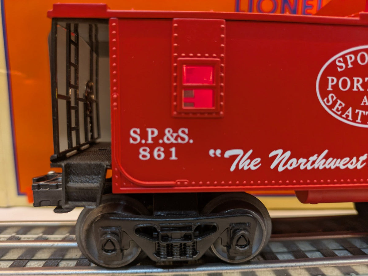Lionel 6-36573 red SP&S 861 caboose side detail with end platform and truck