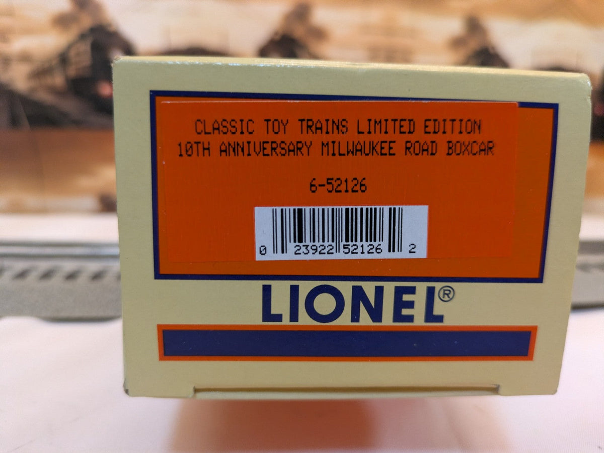 Lionel 6-52126 original box end label for Classic Toy Trains 10th Anniversary Milwaukee Road boxcar
