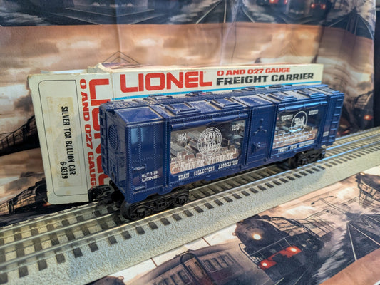 Lionel 6-9319 TCA Silver Jubilee bullion Mint Car, three-quarter view