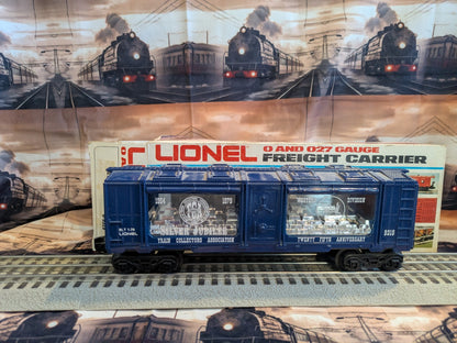 Lionel 6-9319 TCA Silver Jubilee bullion Mint Car, side view with original box