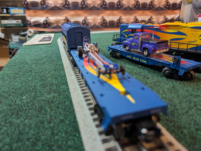 Lionel Custom Hot Rod Set flatcars with hot rod vehicles