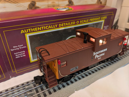 MTH Southern Pacific caboose 324 angled view showing roof cupola end platform and marker light