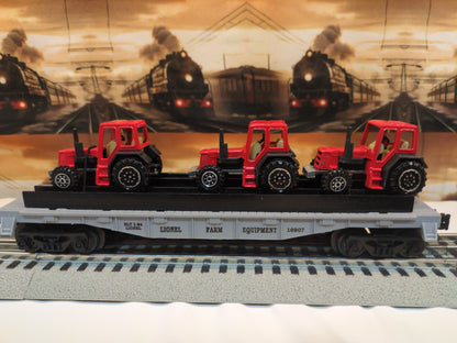 Lionel flat car with farm tractors 6-16907