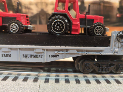 Lionel flat car with farm tractors 6-16907