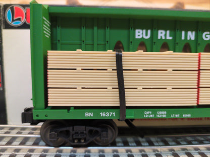 Lionel Burlington I-Beam Flatcar with Wood Load 6-16371