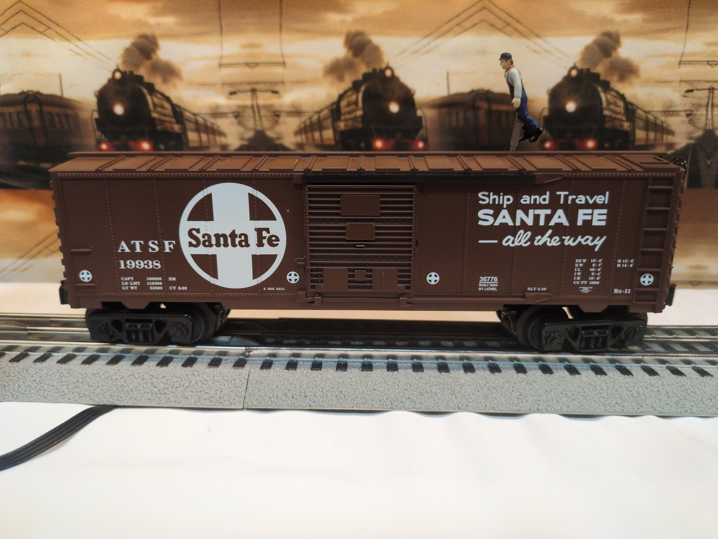 Lionel Santa Fe Walking Brakeman Boxcar 6-36776