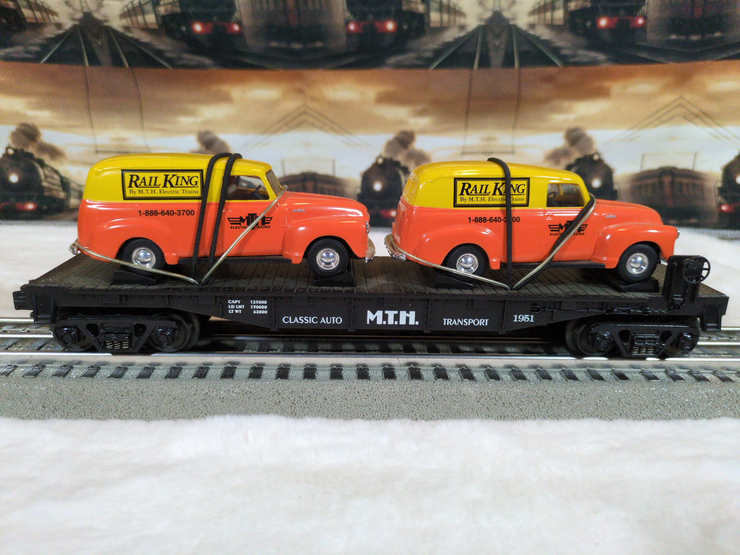 MTH RailKing Transport Flatcar with Ertl Panel Trucks 30-7647