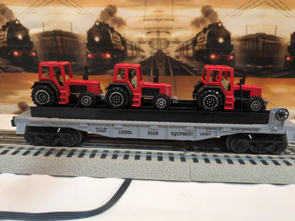 Lionel flat car with farm tractors 6-16907