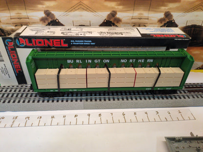Lionel Burlington I-Beam Flatcar with Wood Load 6-16371