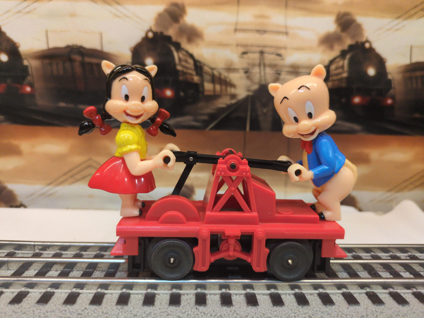 Lionel 6-18434 Porky & Petunia Operating Handcar 