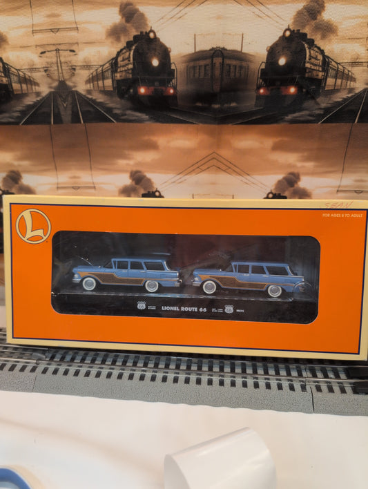 Lionel Route 66 Flatcar with Touring Coupes 6-17548